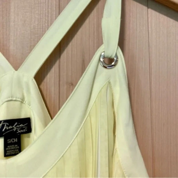 Thalia Sodi San Juan Lemon Yellow Pleated Maxi Dress Small NWT Lined - Picture 7 of 16